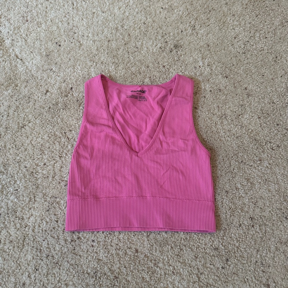 Garage Ribbed Pink Crop Tank Top